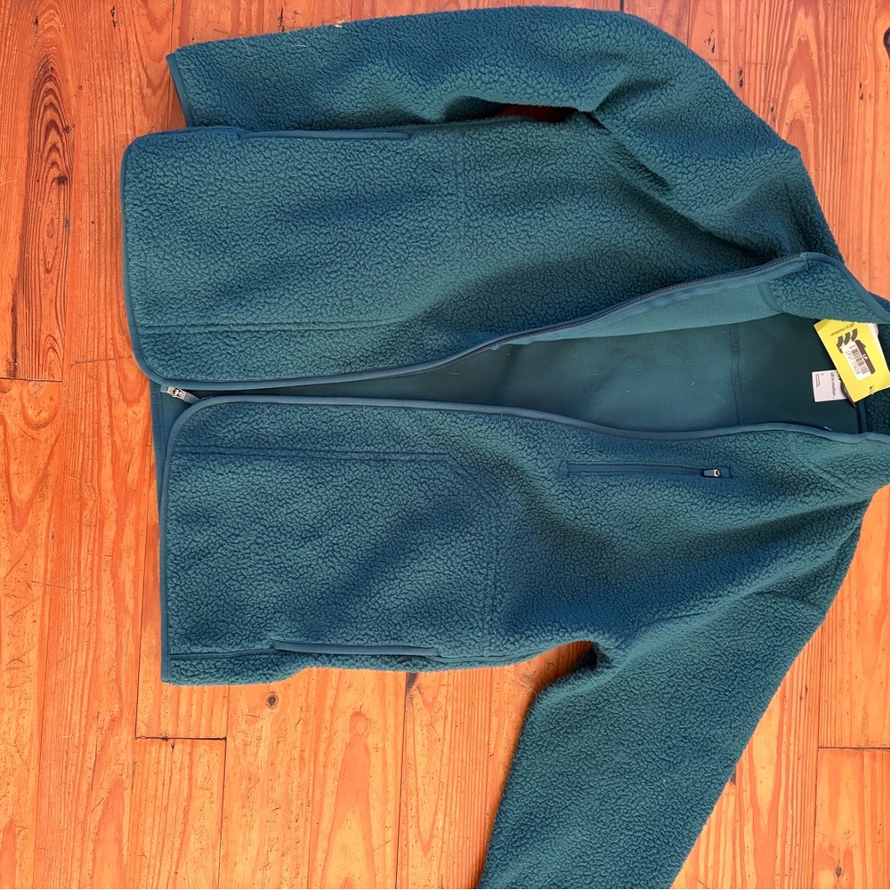 Old Navy Teal Sherpa Zip-Up Jacket